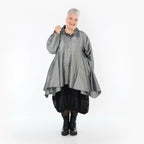  AKH Premium Jacke in Glocken-Form, aus Viskose, P107148, Grau, Ausgefallen, Zeitlos