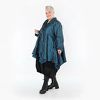  AKH Premium Jacke in Glocken-Form, aus Viskose, P107148, Petrol, Ausgefallen, Zeitlos