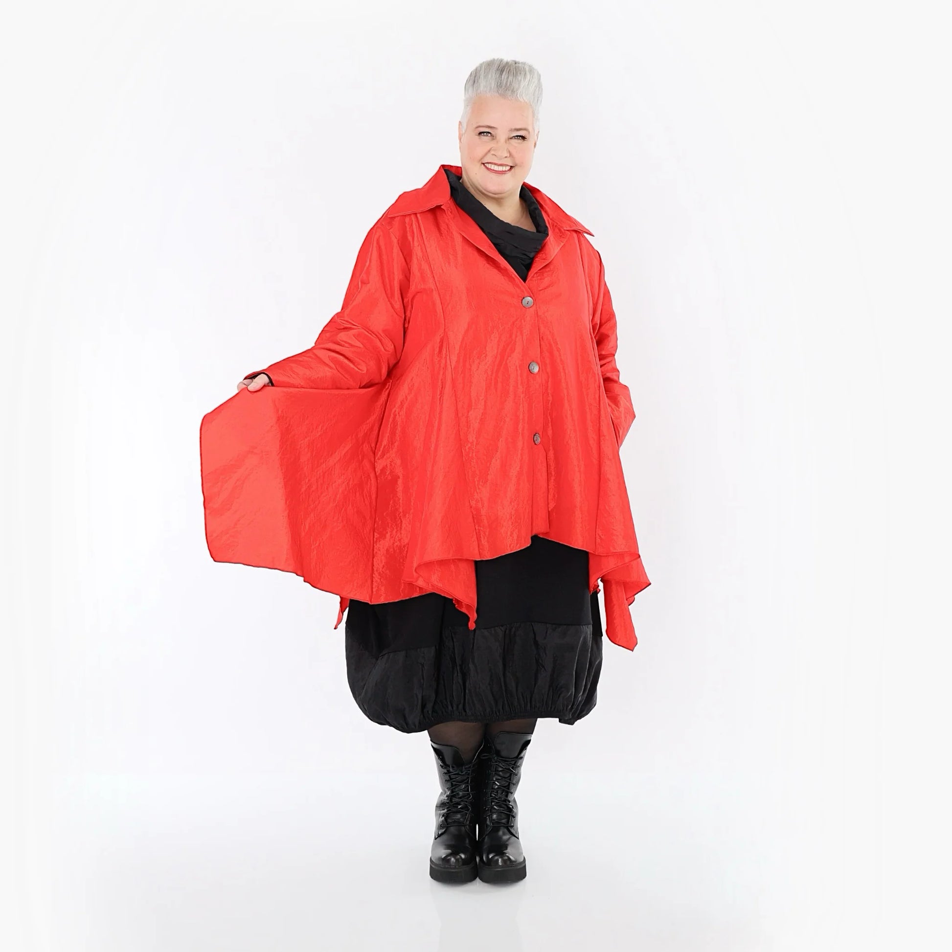  AKH Premium Jacke in Glocken-Form, aus Viskose, P107148, Rot, Ausgefallen, Zeitlos, Schick