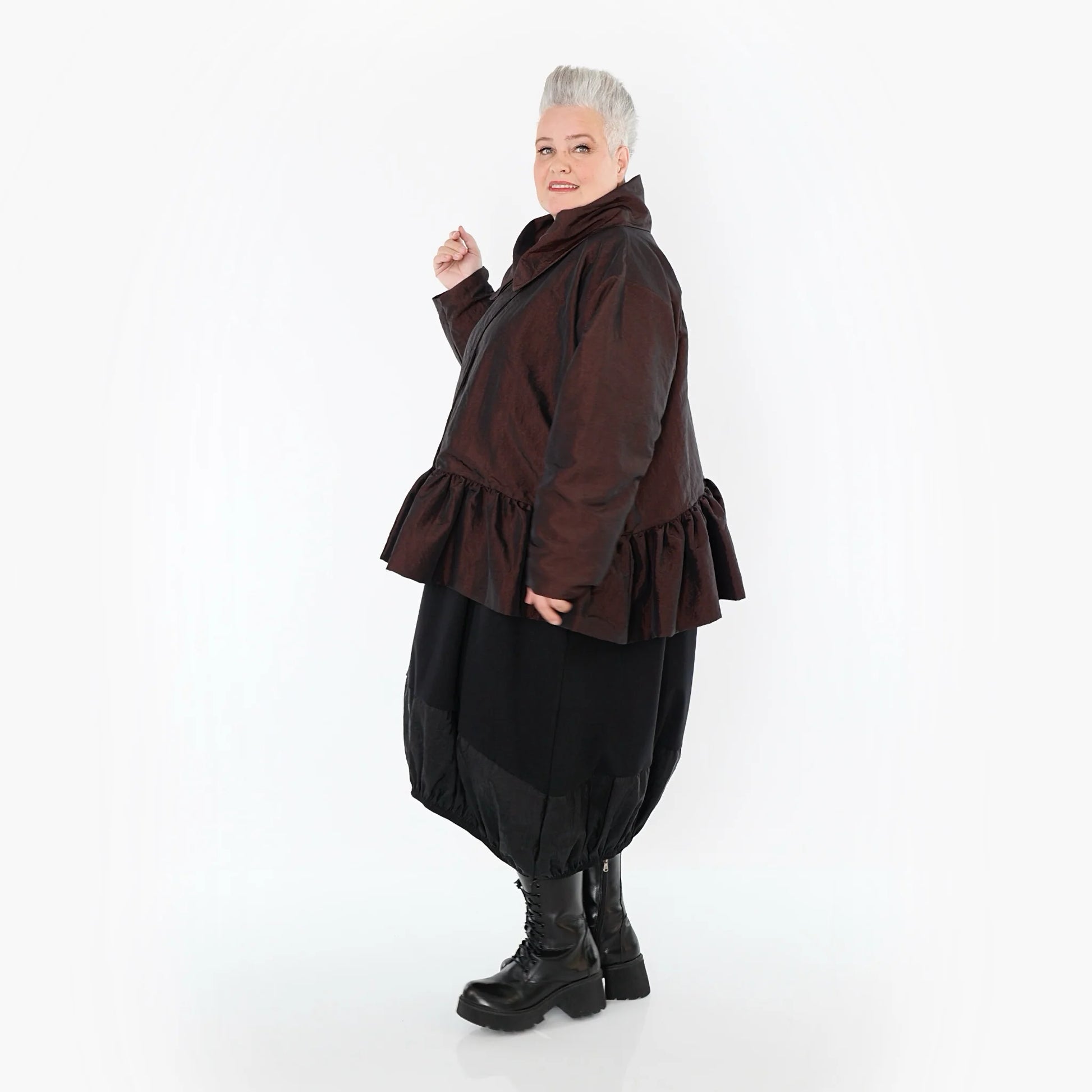  A-Form Jacke von AKH Premium aus Viskose, P107166, Braun, Ausgefallen, Zeitlos, Schick