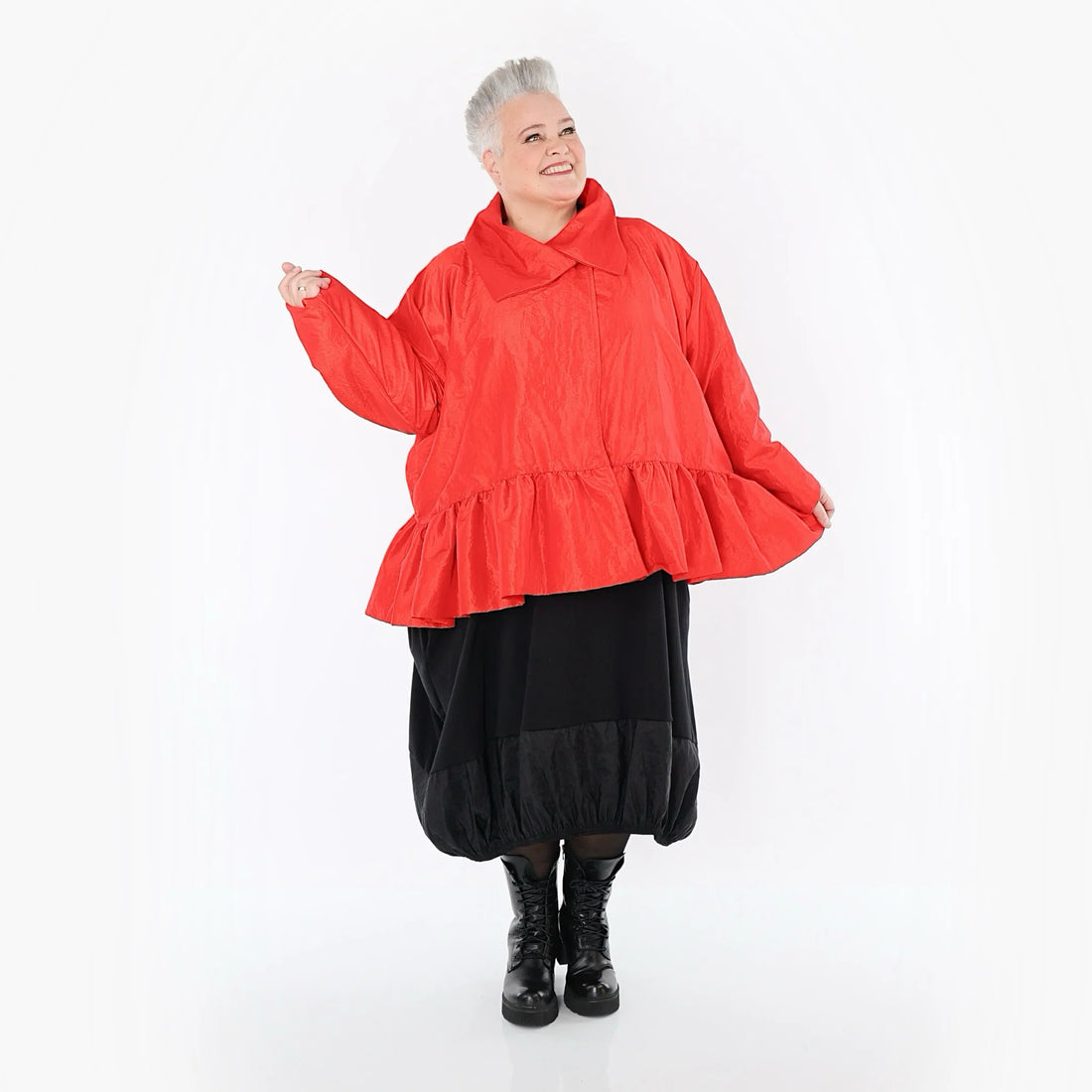  A-Form Jacke von AKH Premium aus Viskose, P107166, Rot, Ausgefallen, Zeitlos, Schick