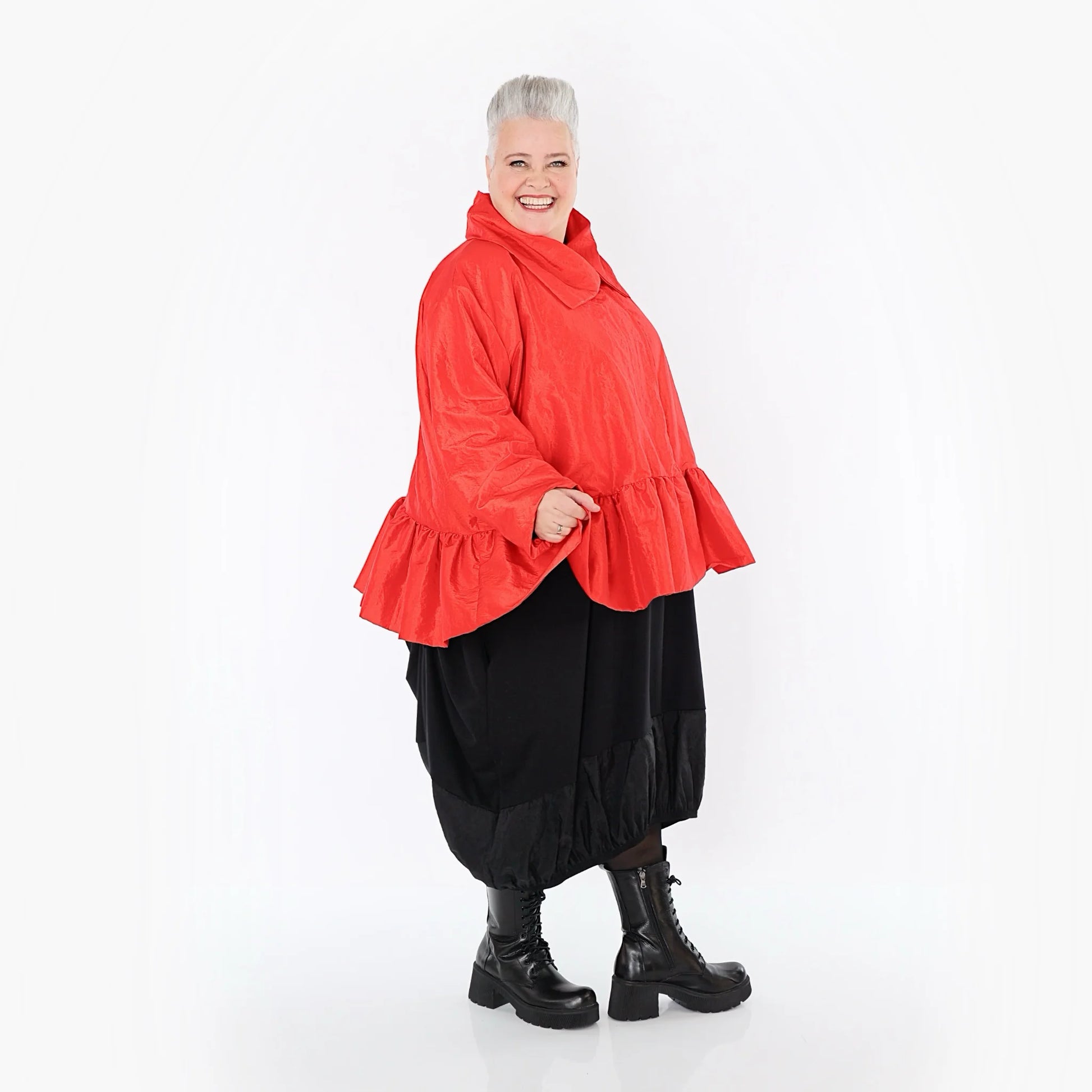  A-Form Jacke von AKH Premium aus Viskose, P107166, Rot, Ausgefallen, Zeitlos, Schick