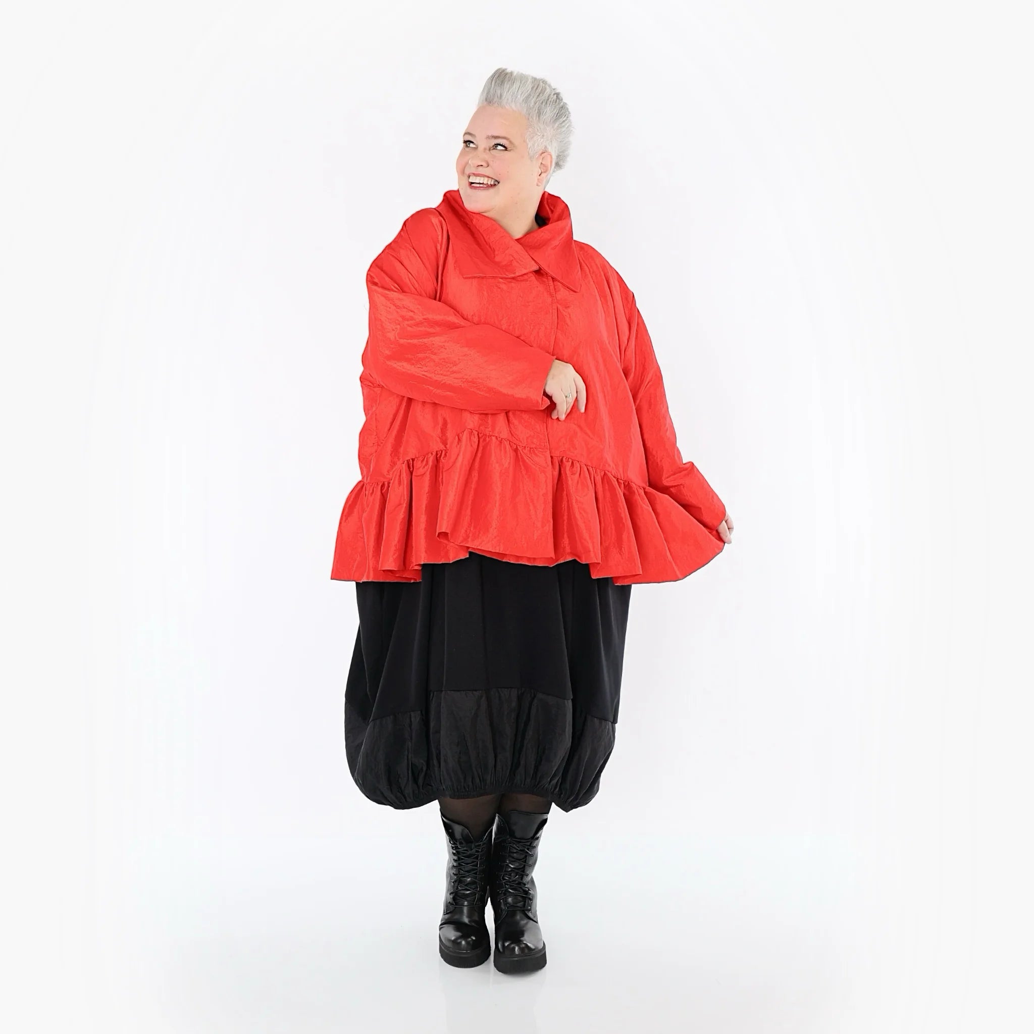  A-Form Jacke von AKH Premium aus Viskose, P107166, Rot, Ausgefallen, Zeitlos, Schick