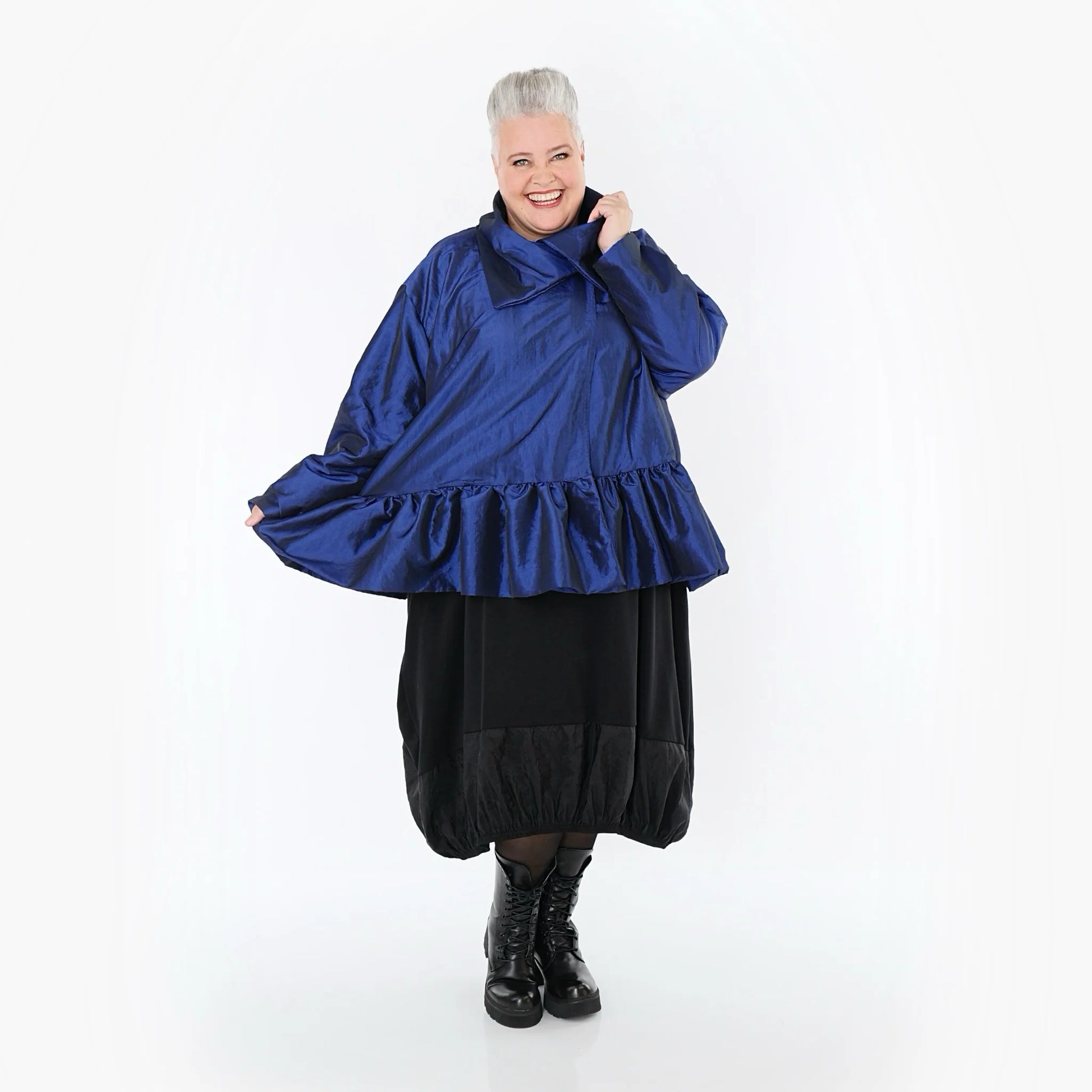  A-Form Jacke von AKH Premium aus Viskose, P107166, Royalblau, Ausgefallen, Zeitlos, Schick