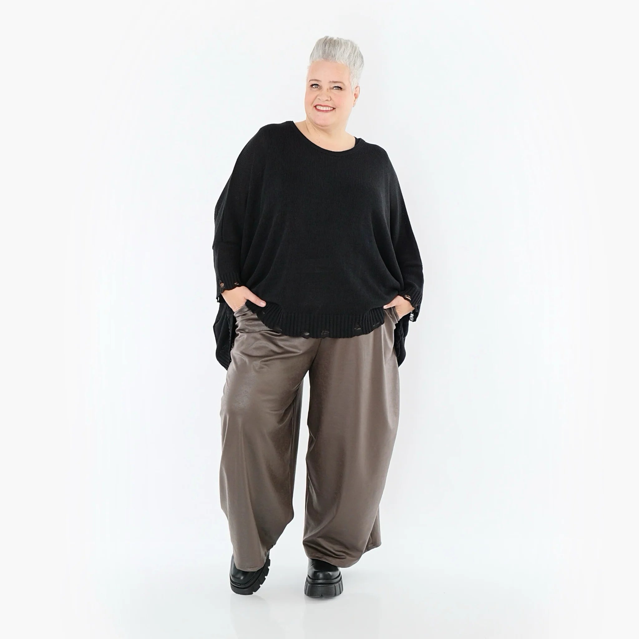  Ballonhose von AKH Premium aus Materialmix, P1027.7126, Braun, Ausgefallen, Zeitlos