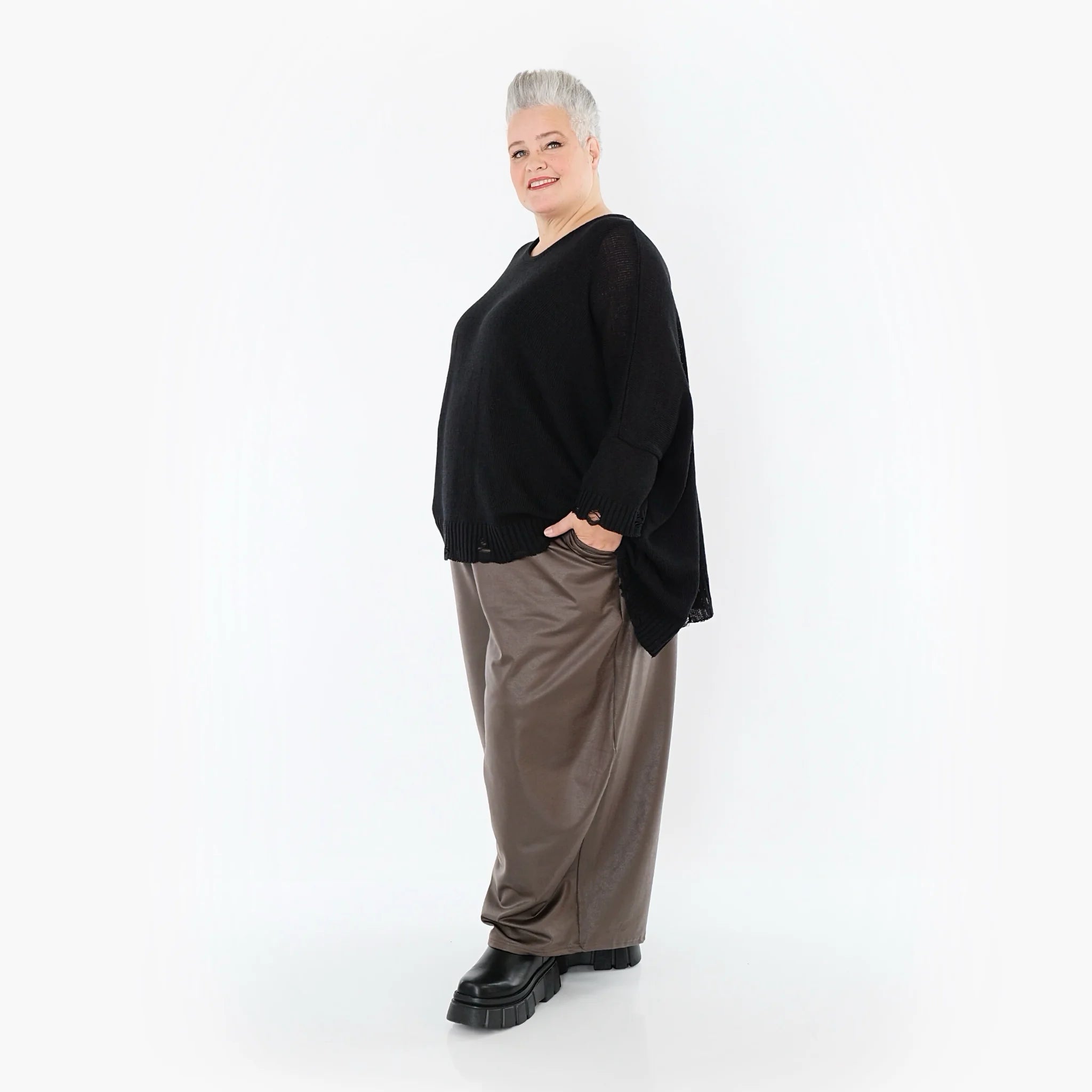  Ballonhose von AKH Premium aus Materialmix, P1027.7126, Braun, Ausgefallen, Zeitlos