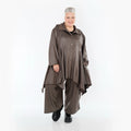 AKH Premium Jacke in Glocken-Form, aus Materialmix, P1027.7148, Braun, Ausgefallen, Schick