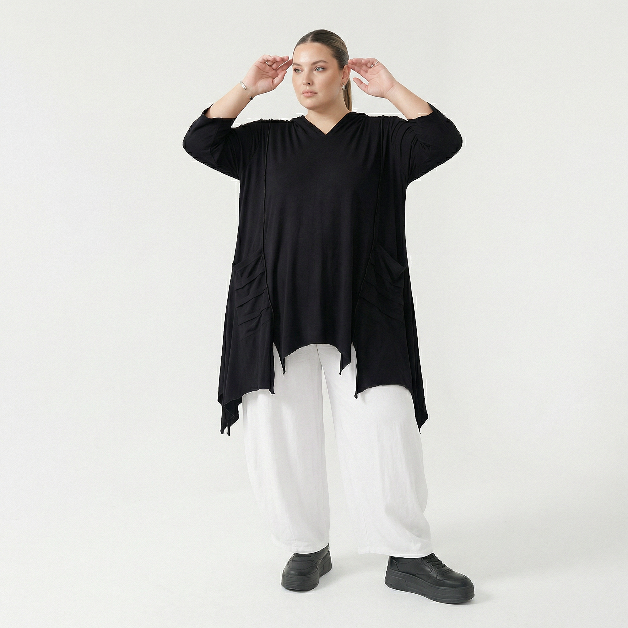 A-Form Bigshirt von AKH Fashion aus Viskose, 1233.06448, Schwarz, Ausgefallen, Zeitlos