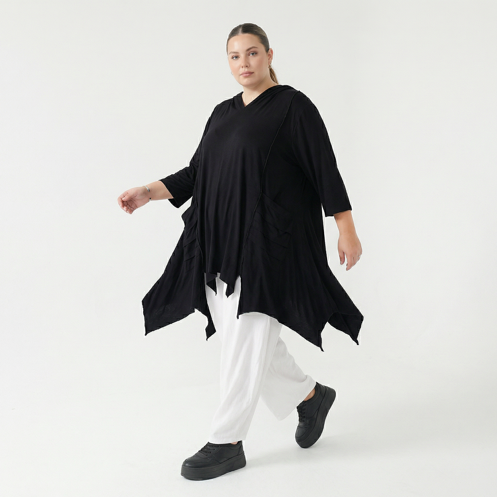 A-Form Bigshirt von AKH Fashion aus Viskose, 1233.06448, Schwarz, Ausgefallen, Zeitlos
