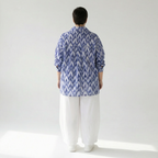  A-Form Bluse von AKH Fashion aus Baumwolle, 1504.07095, Blau/Weiß/Silber, ZickZack, Schick