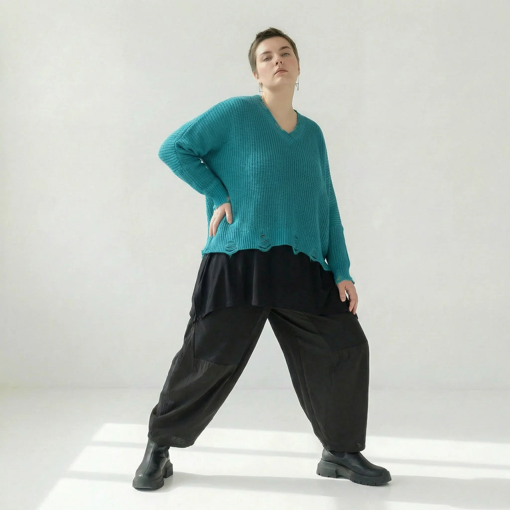  AKH Premium Überwurf in kastiger Form, aus Baumwolle, P1032.2602, AquaBlau, Ausgefallen