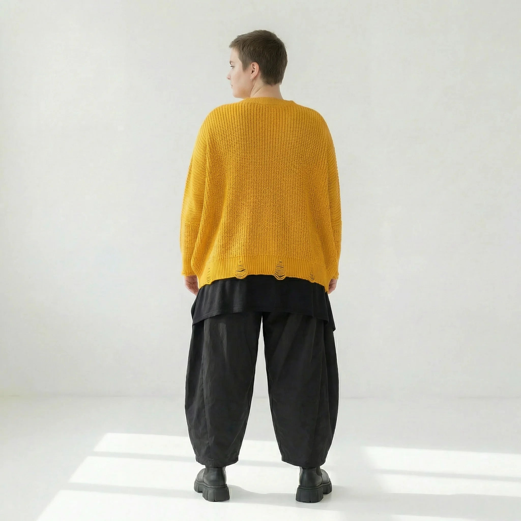  AKH Premium Überwurf in kastiger Form, aus Baumwolle, P1032.2602, Gelb, Ausgefallen