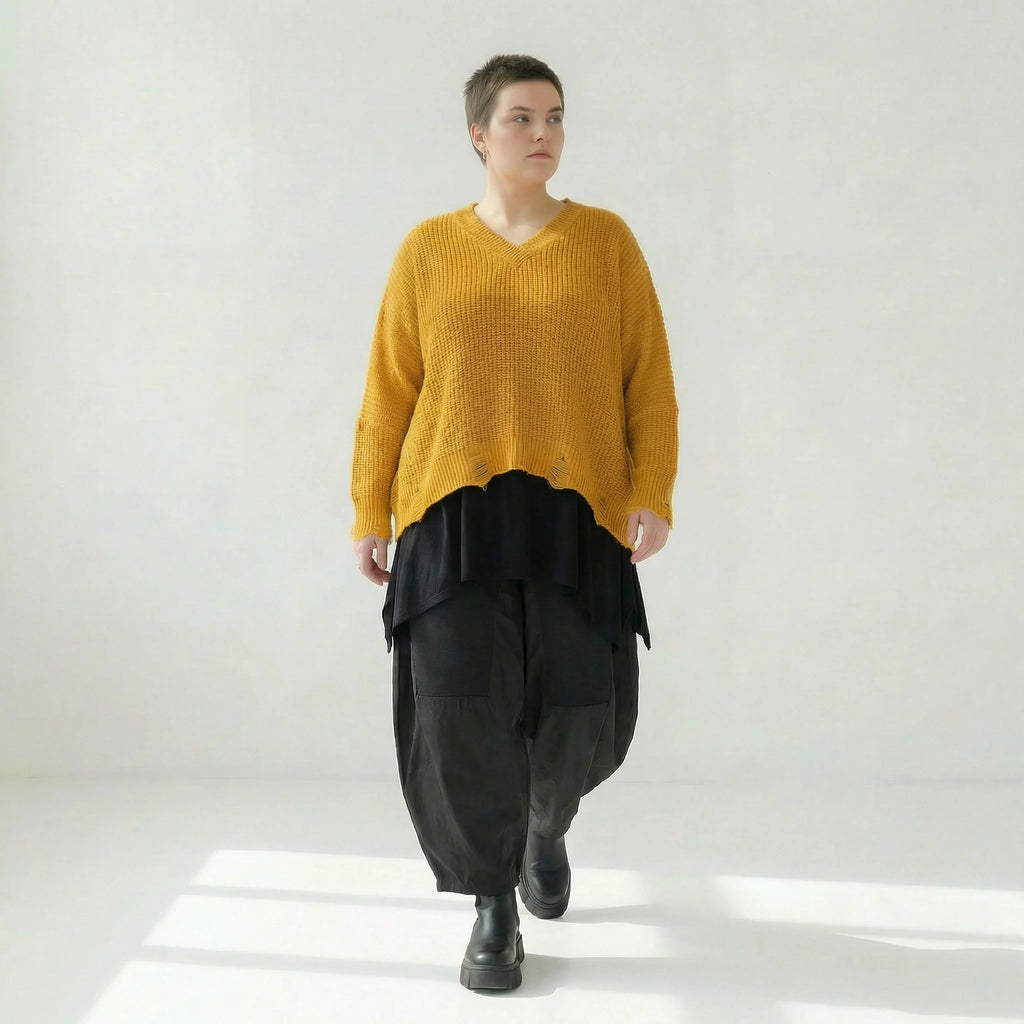  AKH Premium Überwurf in kastiger Form, aus Baumwolle, P1032.2602, Gelb, Ausgefallen