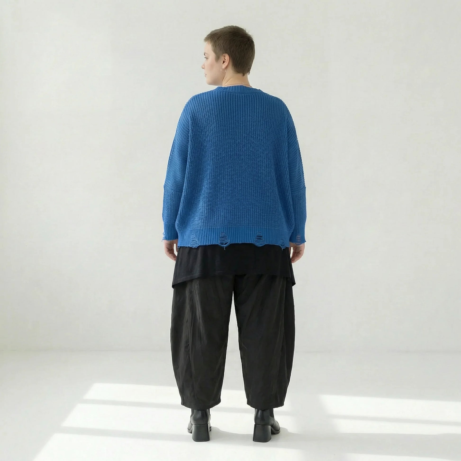  AKH Premium Überwurf in kastiger Form, aus Baumwolle, P1032.2602, JeansBlau, Ausgefallen