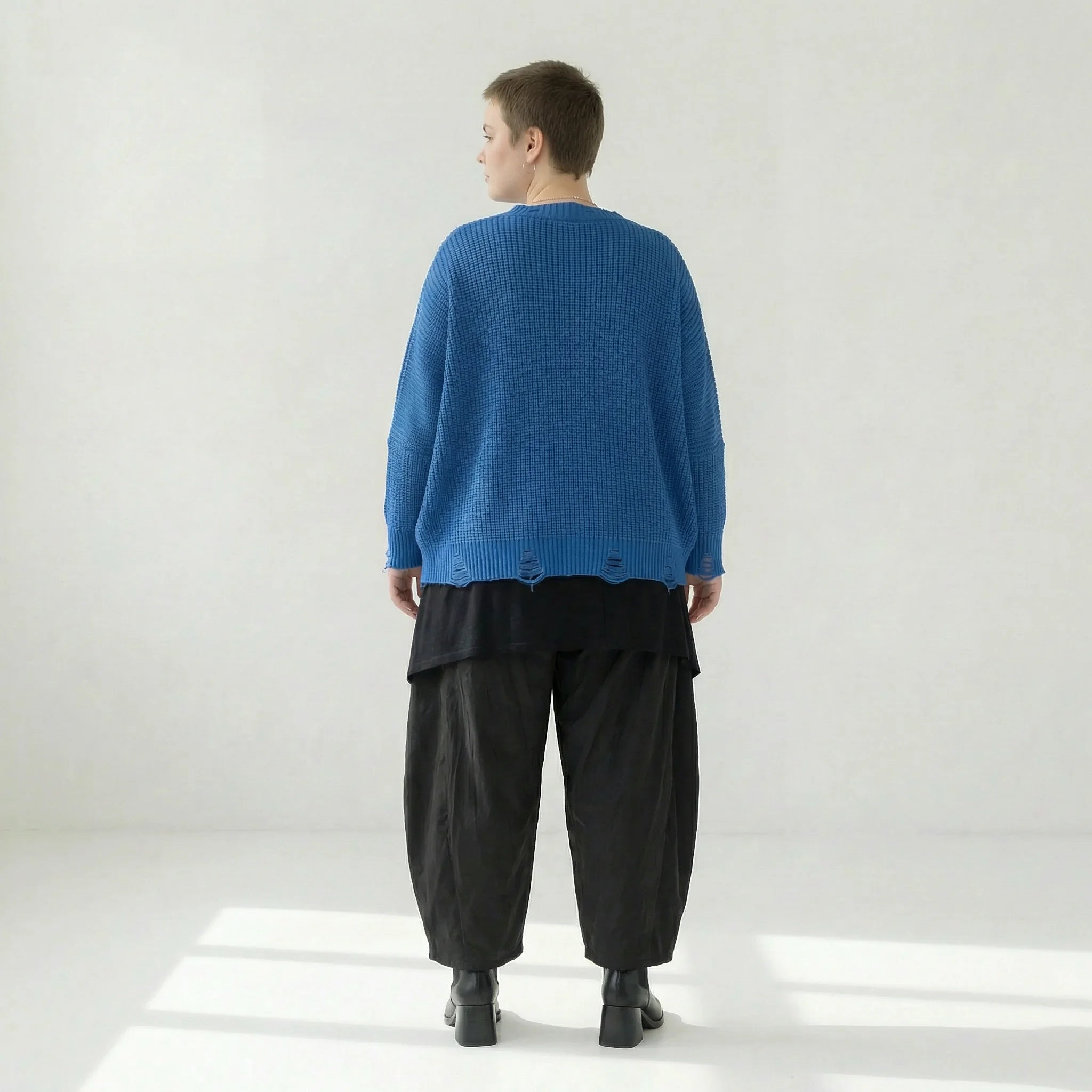  AKH Premium Überwurf in kastiger Form, aus Baumwolle, P1032.2602, JeansBlau, Ausgefallen