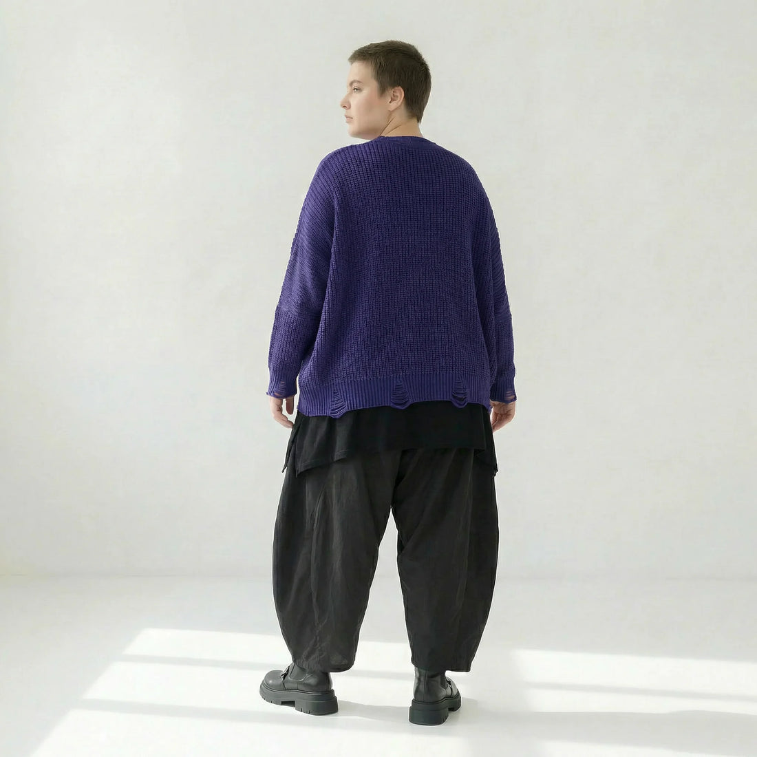  AKH Premium Überwurf in kastiger Form, aus Baumwolle, P1032.2602, Lila, Ausgefallen