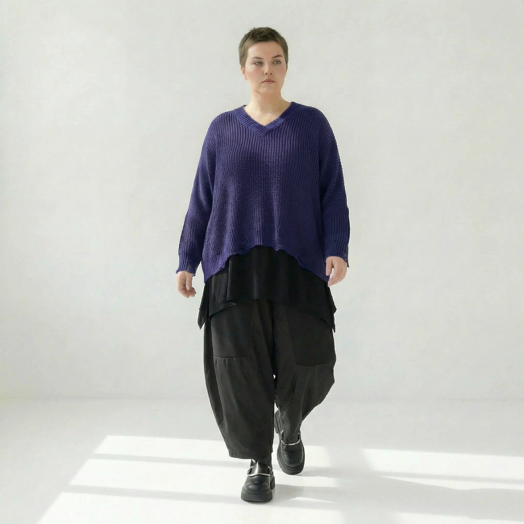  AKH Premium Überwurf in kastiger Form, aus Baumwolle, P1032.2602, Lila, Ausgefallen