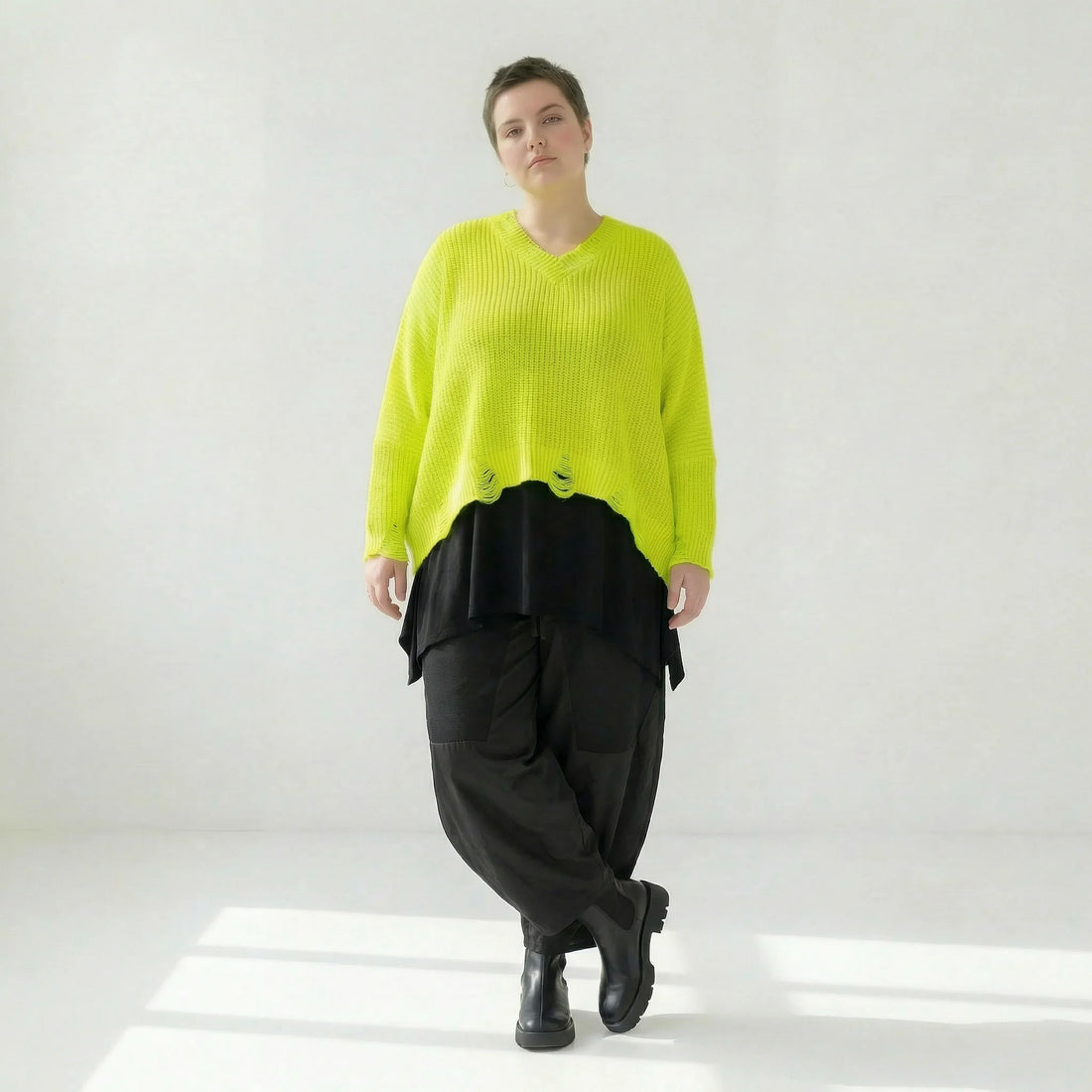  AKH Premium Überwurf in kastiger Form, aus Baumwolle, P1032.2602, NeonGelb, Ausgefallen