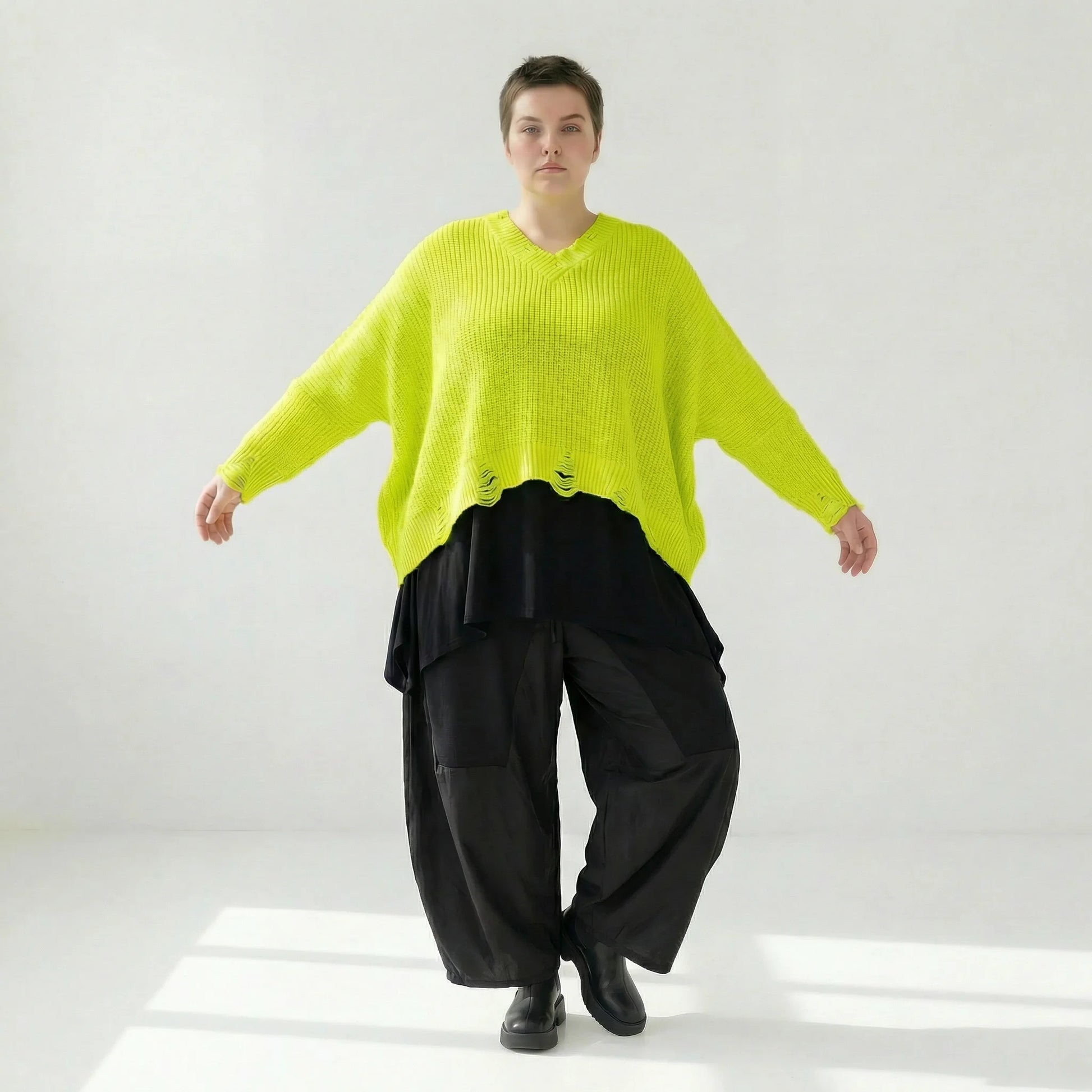  AKH Premium Überwurf in kastiger Form, aus Baumwolle, P1032.2602, NeonGelb, Ausgefallen