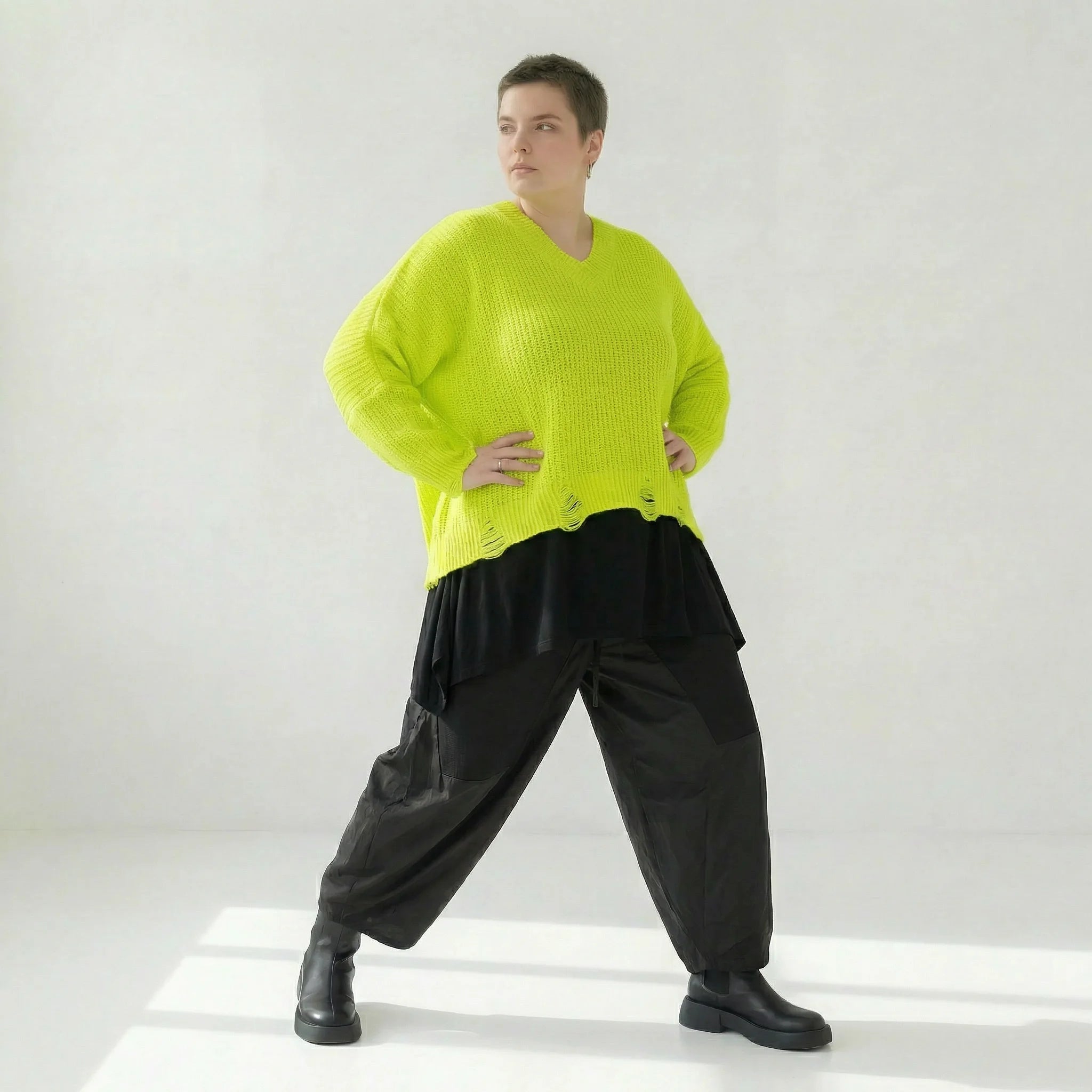  AKH Premium Überwurf in kastiger Form, aus Baumwolle, P1032.2602, NeonGelb, Ausgefallen