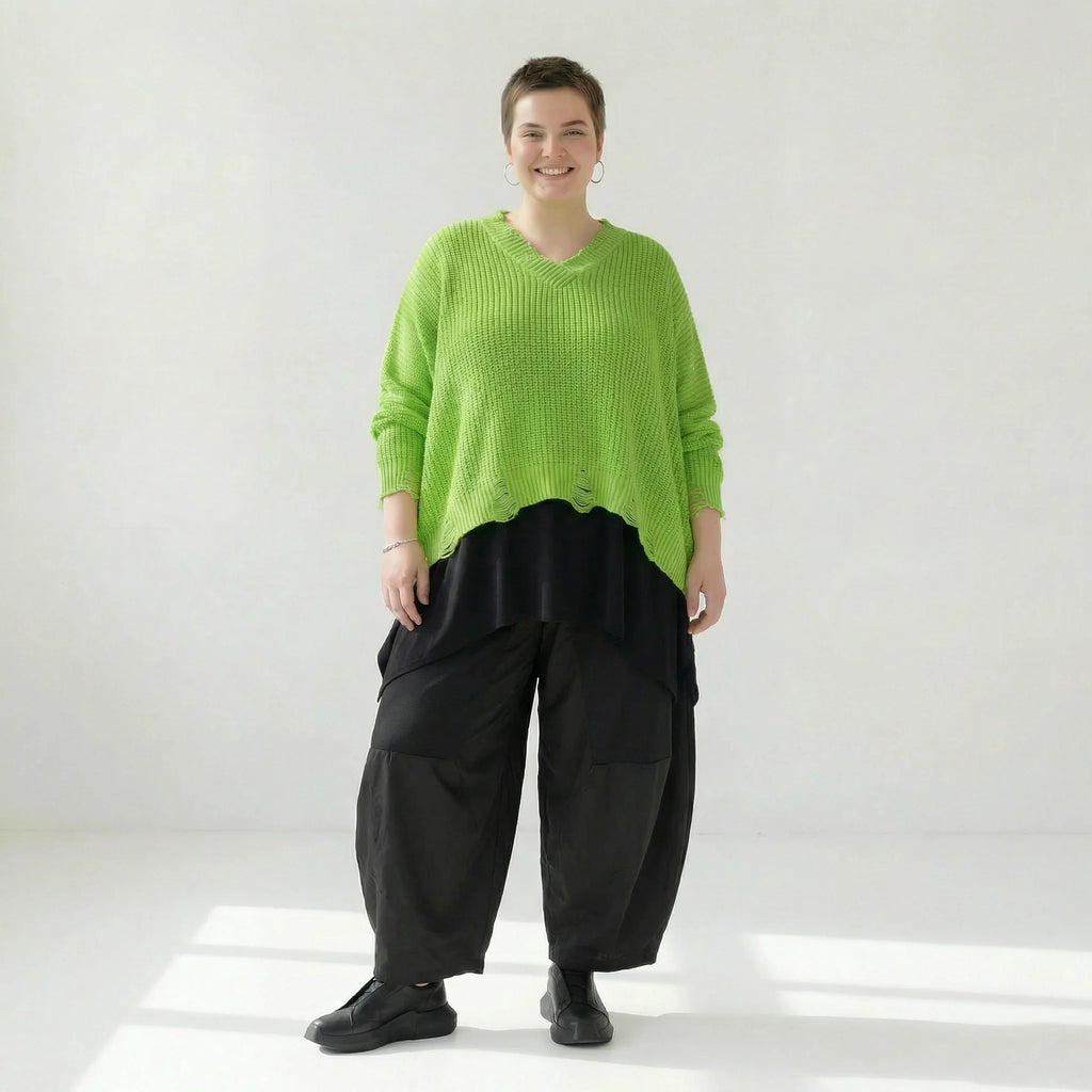  AKH Premium Überwurf in kastiger Form, aus Baumwolle, P1032.2602, NeonGrün, Ausgefallen