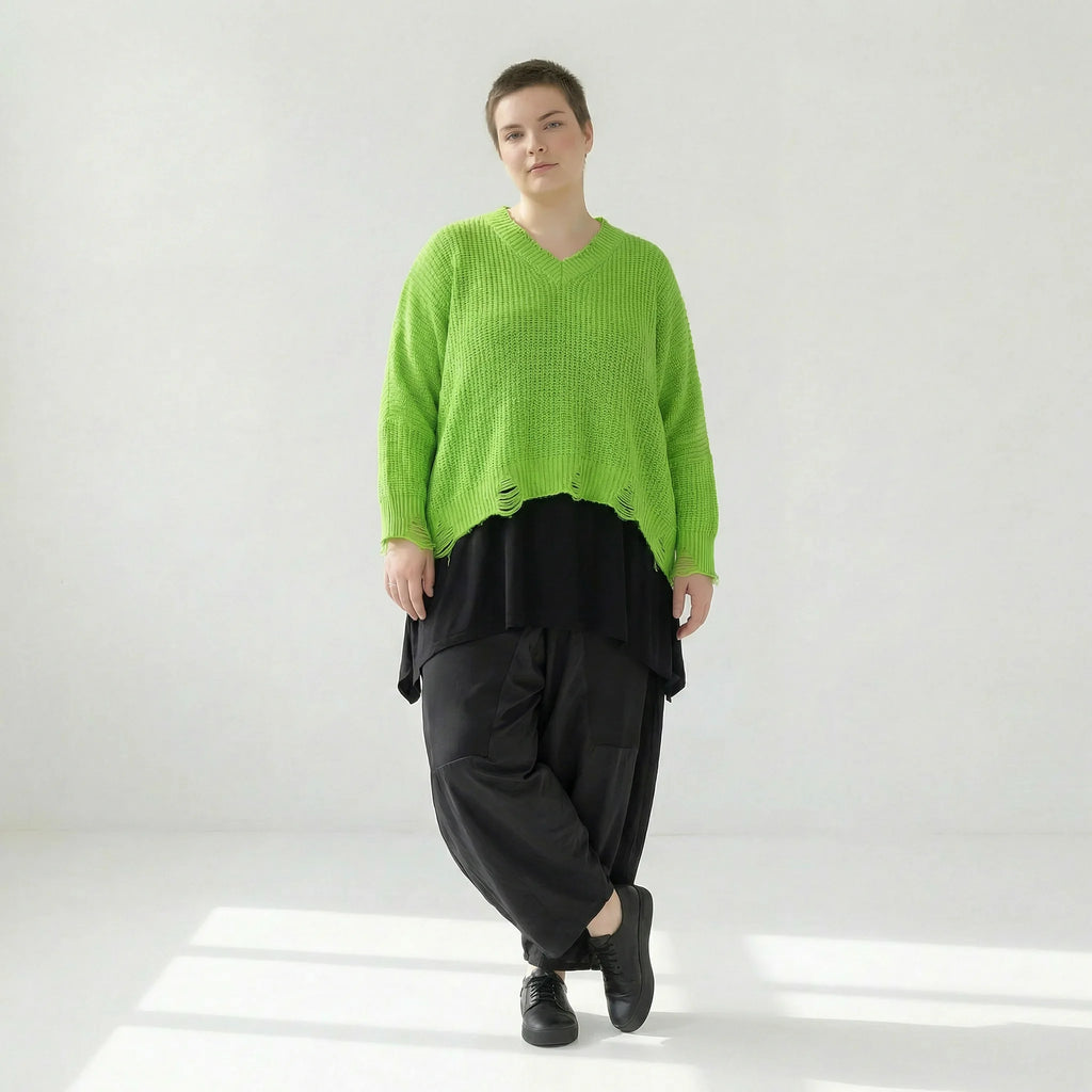  AKH Premium Überwurf in kastiger Form, aus Baumwolle, P1032.2602, NeonGrün, Ausgefallen