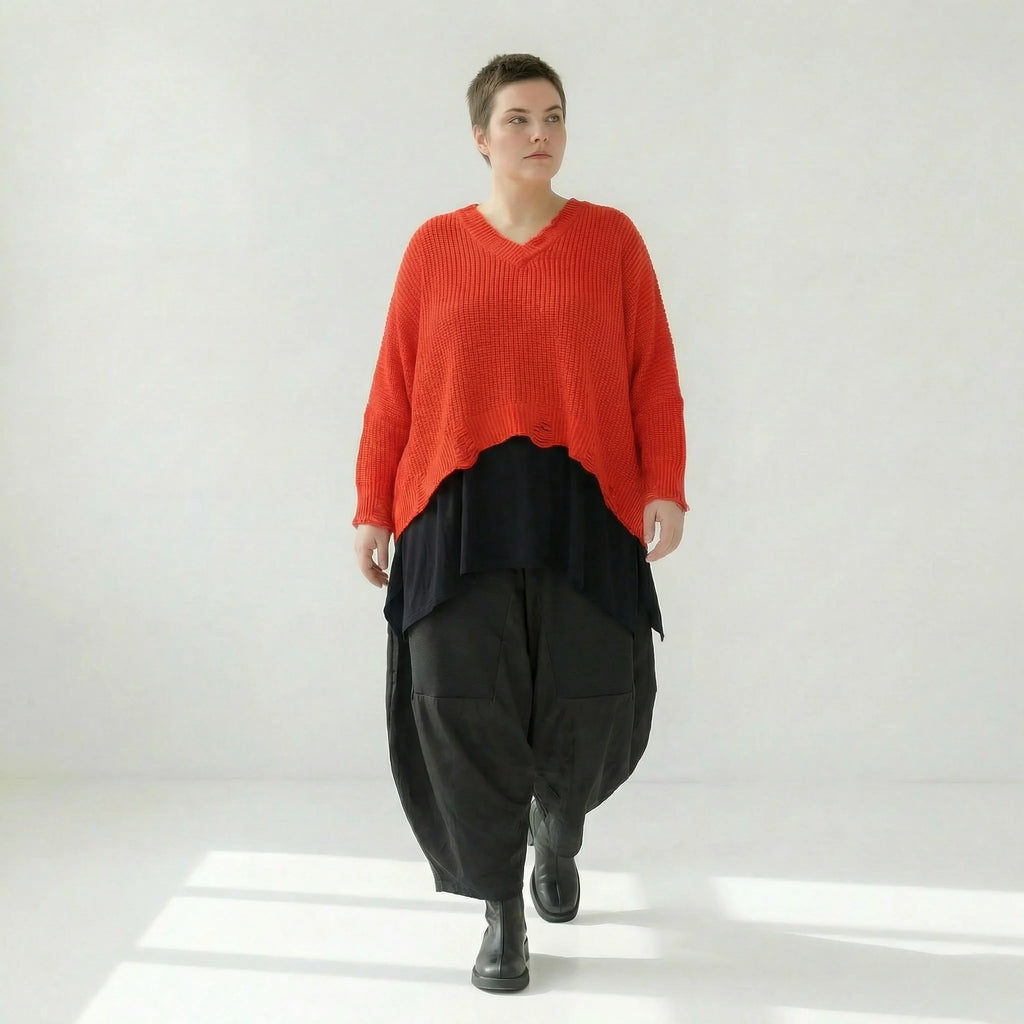  AKH Premium Überwurf in kastiger Form, aus Baumwolle, P1032.2602, Orange, Ausgefallen