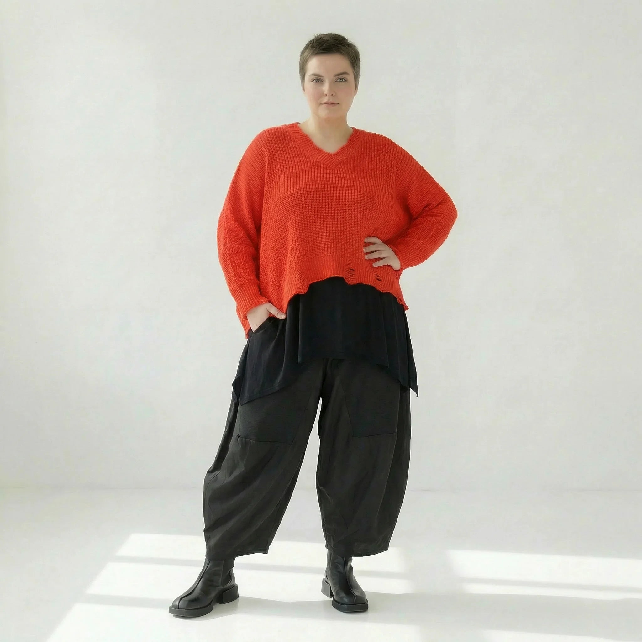  AKH Premium Überwurf in kastiger Form, aus Baumwolle, P1032.2602, Orange, Ausgefallen