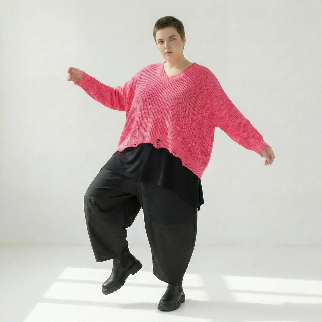  AKH Premium Überwurf in kastiger Form, aus Baumwolle, P1032.2602, Rosa, Ausgefallen