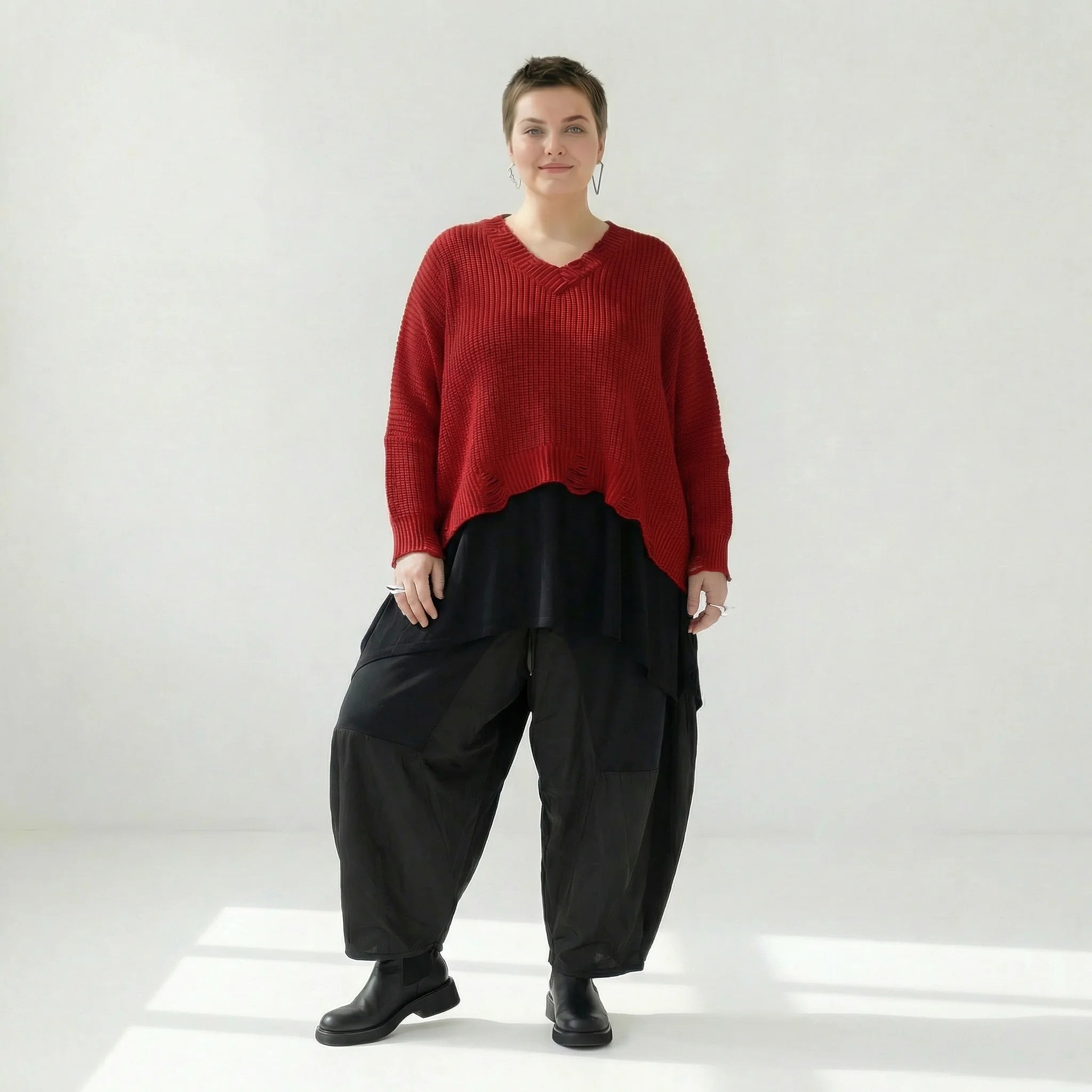  AKH Premium Überwurf in kastiger Form, aus Baumwolle, P1032.2602, Rot, Ausgefallen, Schick