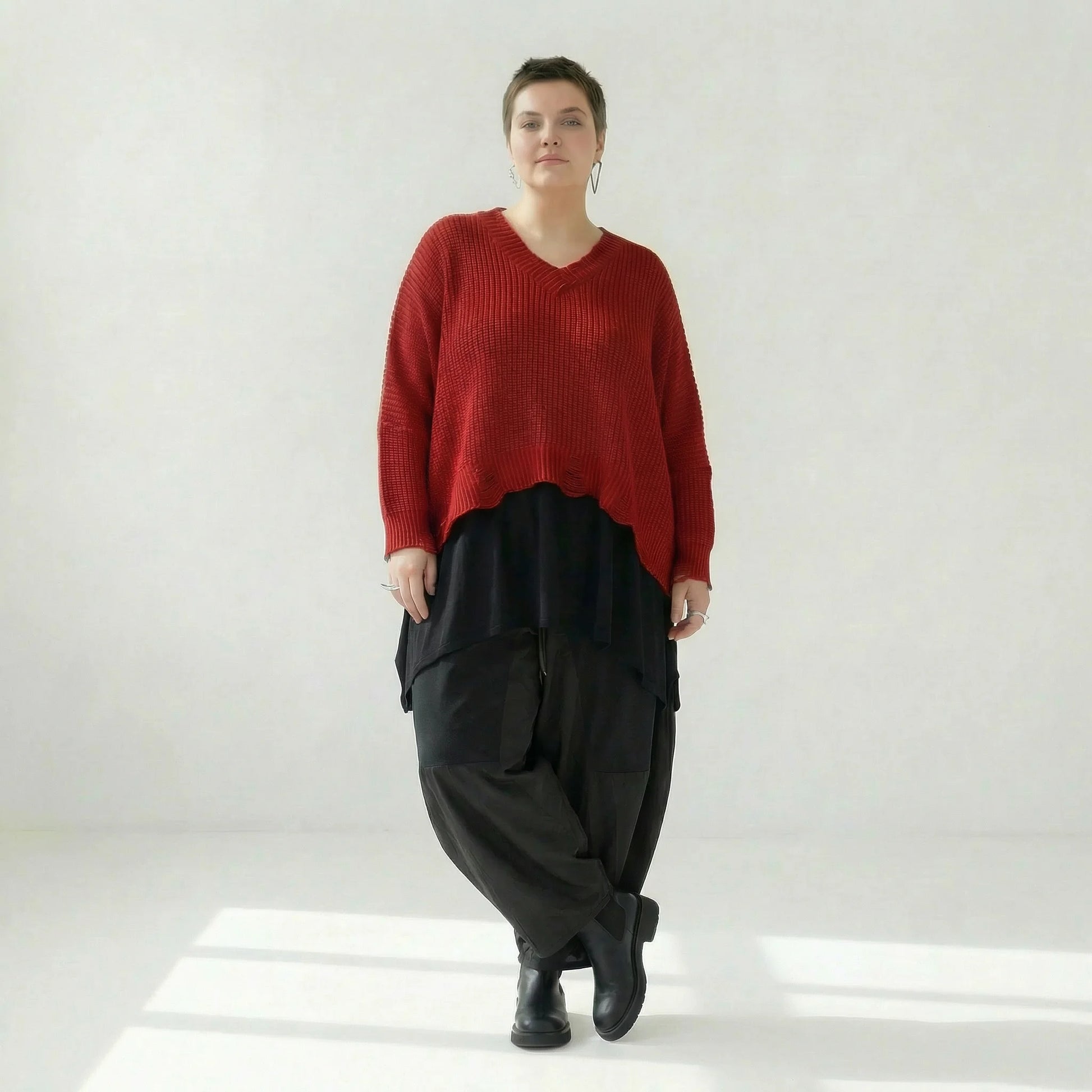  AKH Premium Überwurf in kastiger Form, aus Baumwolle, P1032.2602, Rot, Ausgefallen, Schick