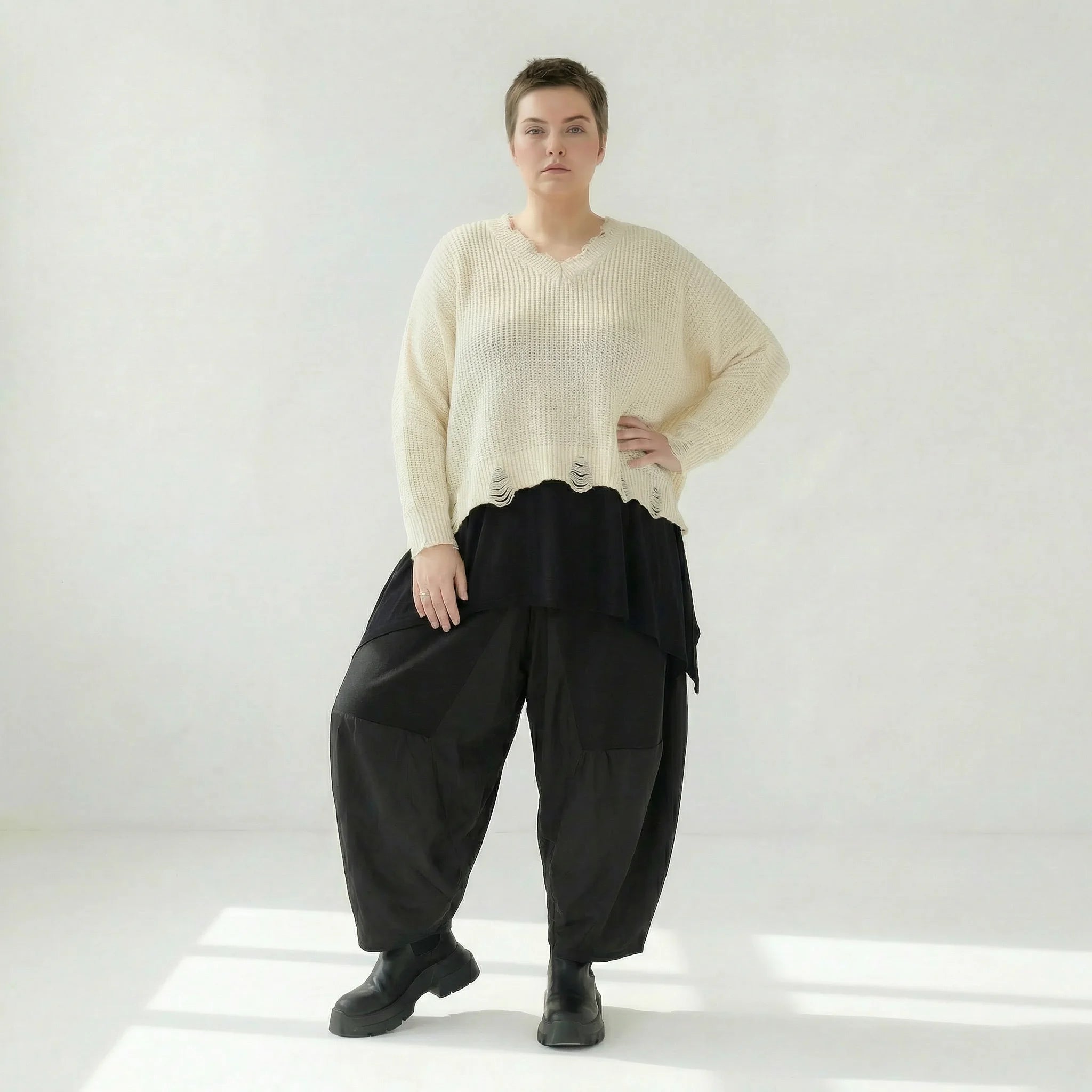  AKH Premium Überwurf in kastiger Form, aus Baumwolle, P1032.2602, Weiß, Ausgefallen