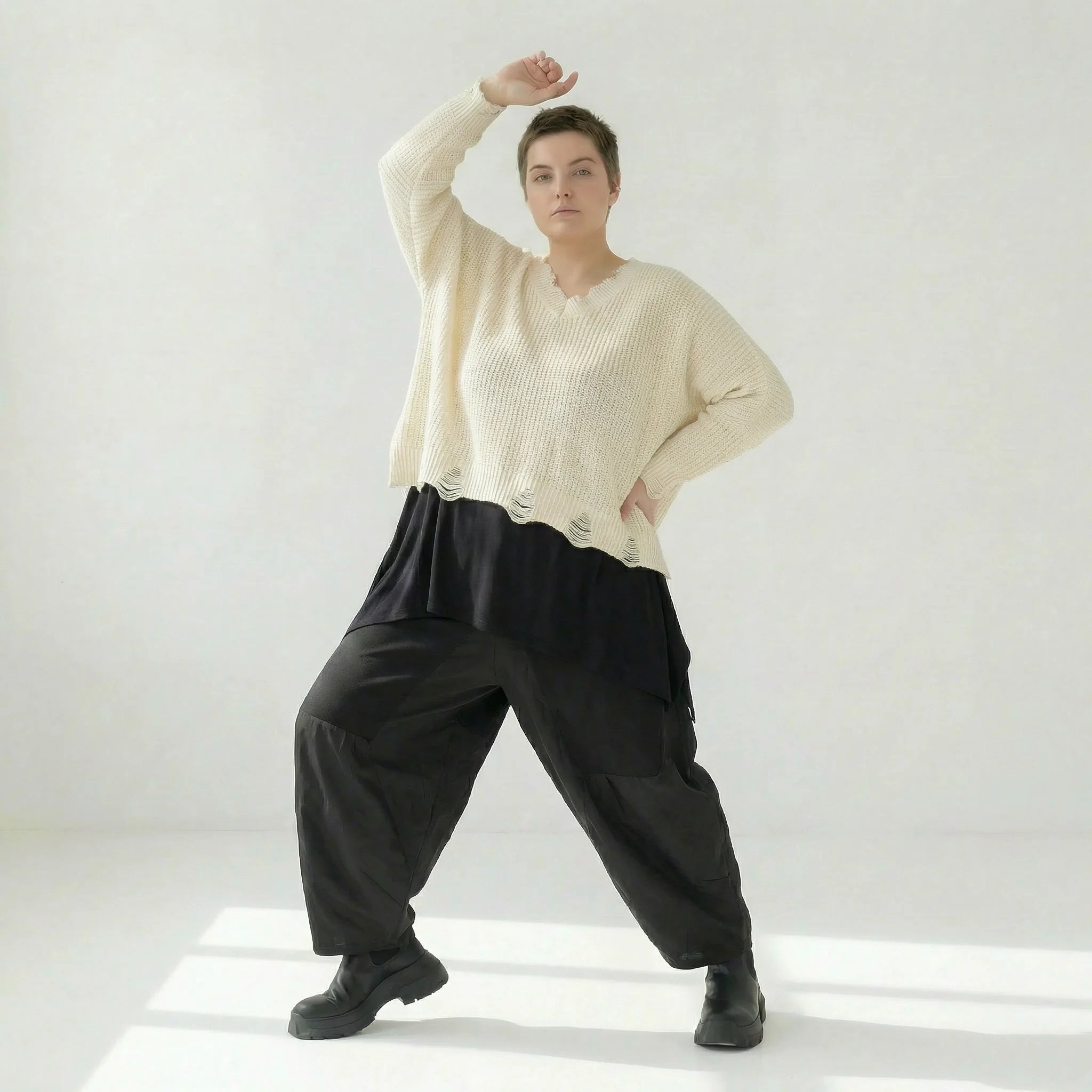  AKH Premium Überwurf in kastiger Form, aus Baumwolle, P1032.2602, Weiß, Ausgefallen