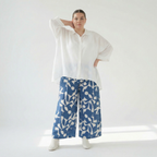  Palazzo Hose von AKH Fashion aus Viskose, 1471.07063, Blau/Weiß, Muster, Ausgefallen