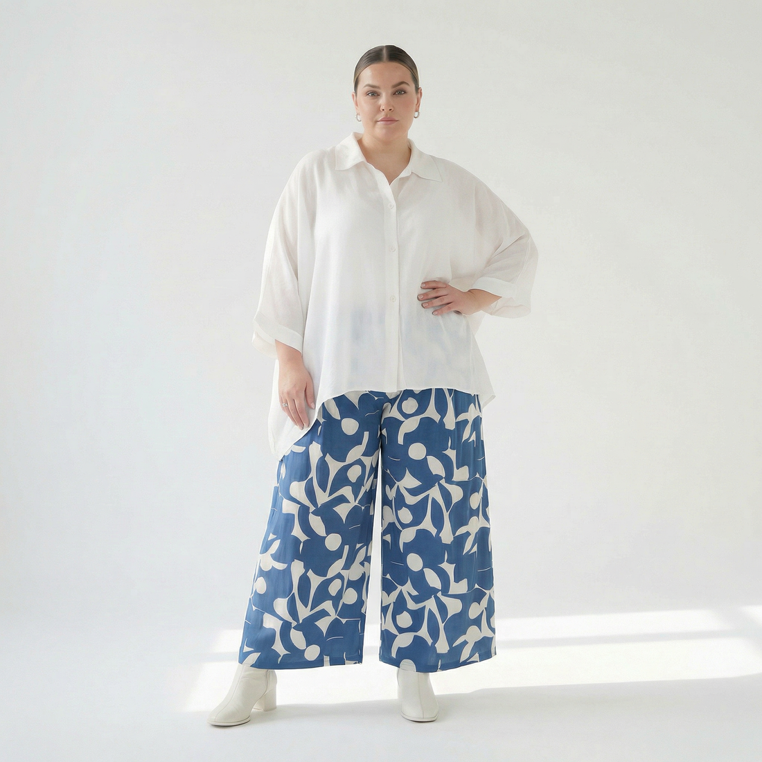  Palazzo Hose von AKH Fashion aus Viskose, 1471.07063, Blau/Weiß, Muster, Ausgefallen