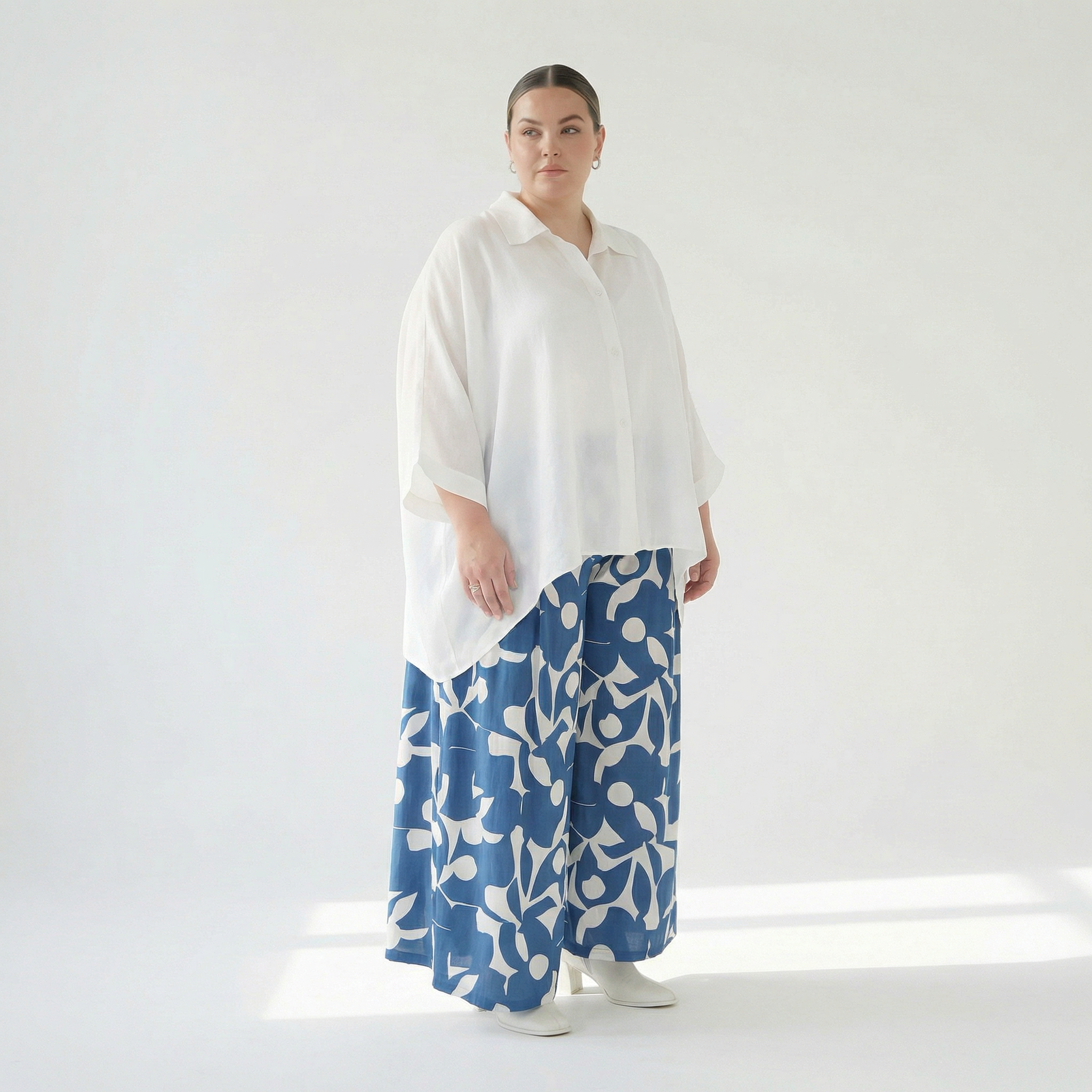  Palazzo Hose von AKH Fashion aus Viskose, 1471.07063, Blau/Weiß, Muster, Ausgefallen