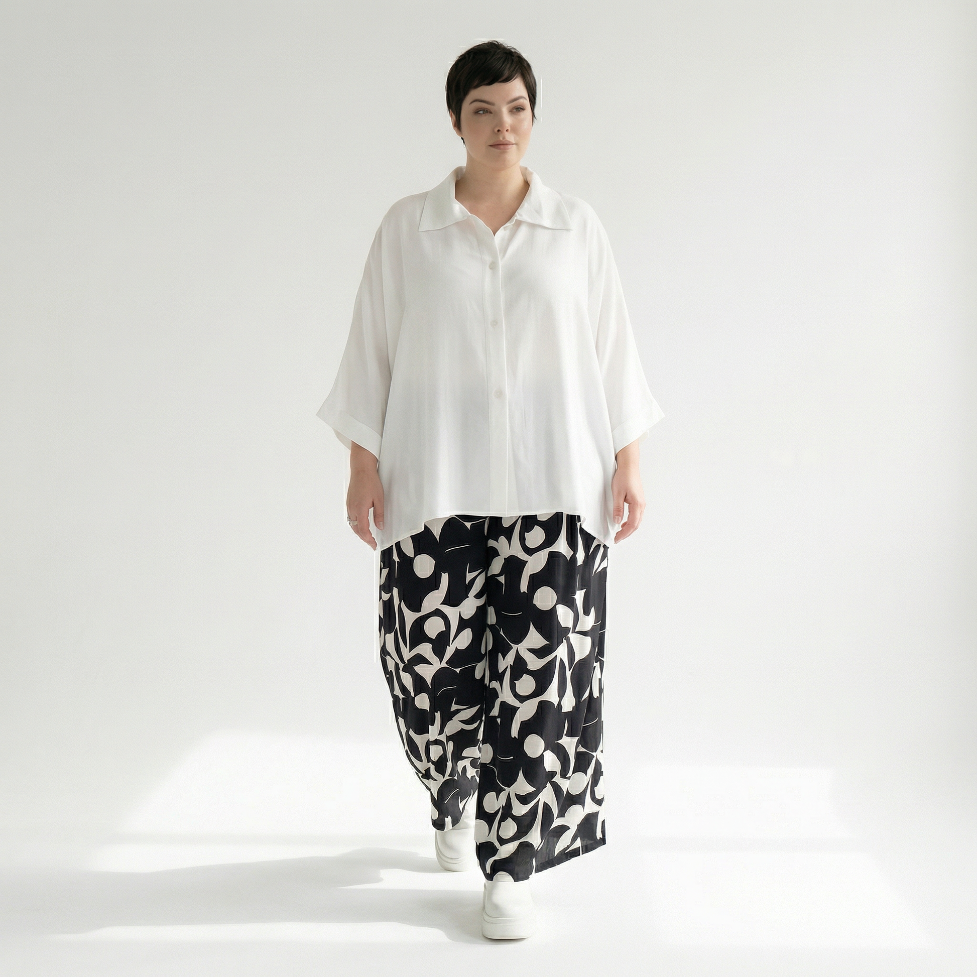  Palazzo Hose von AKH Fashion aus Viskose, 1471.07063, Schwarz/Weiß, Muster, Ausgefallen