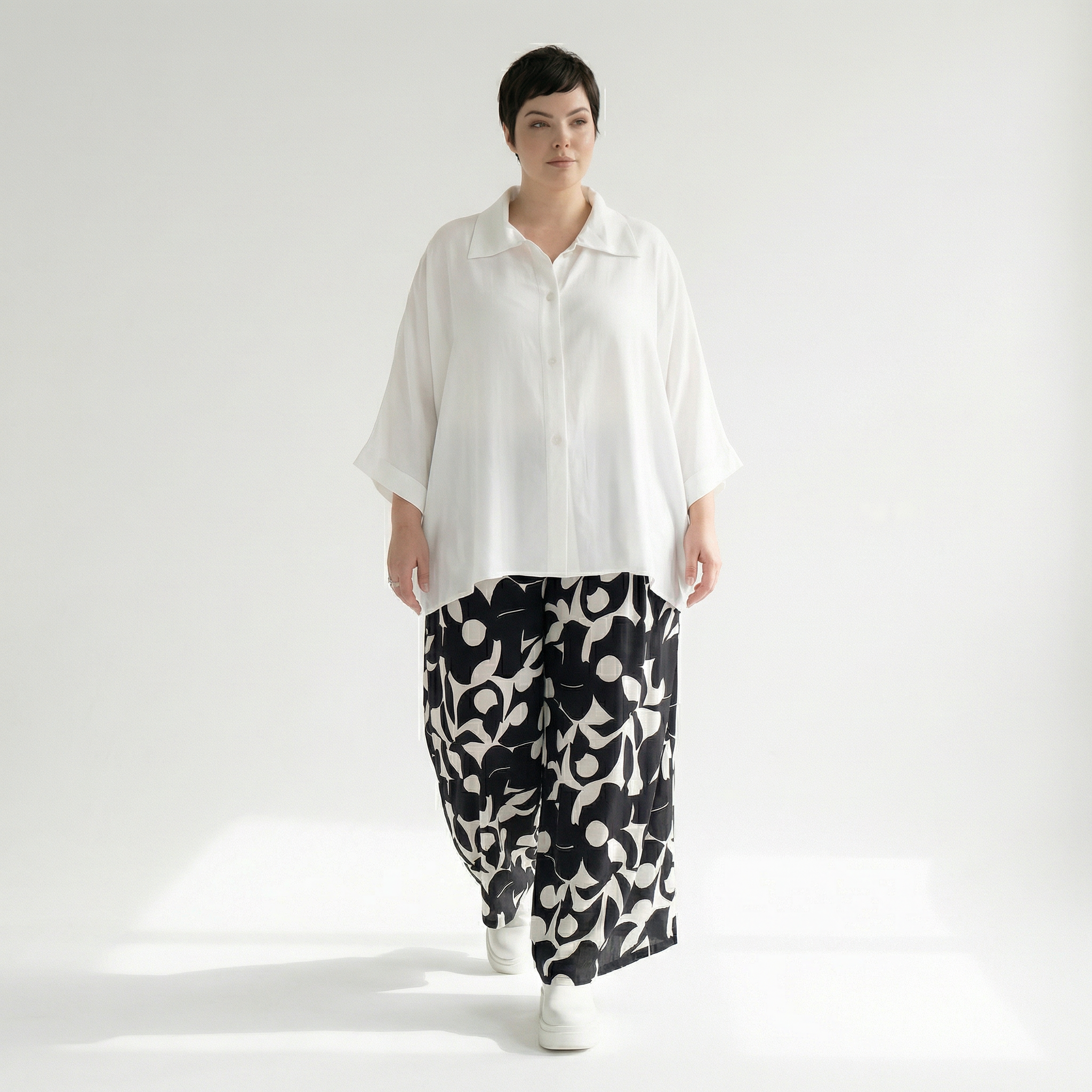  Palazzo Hose von AKH Fashion aus Viskose, 1471.07063, Schwarz/Weiß, Muster, Ausgefallen