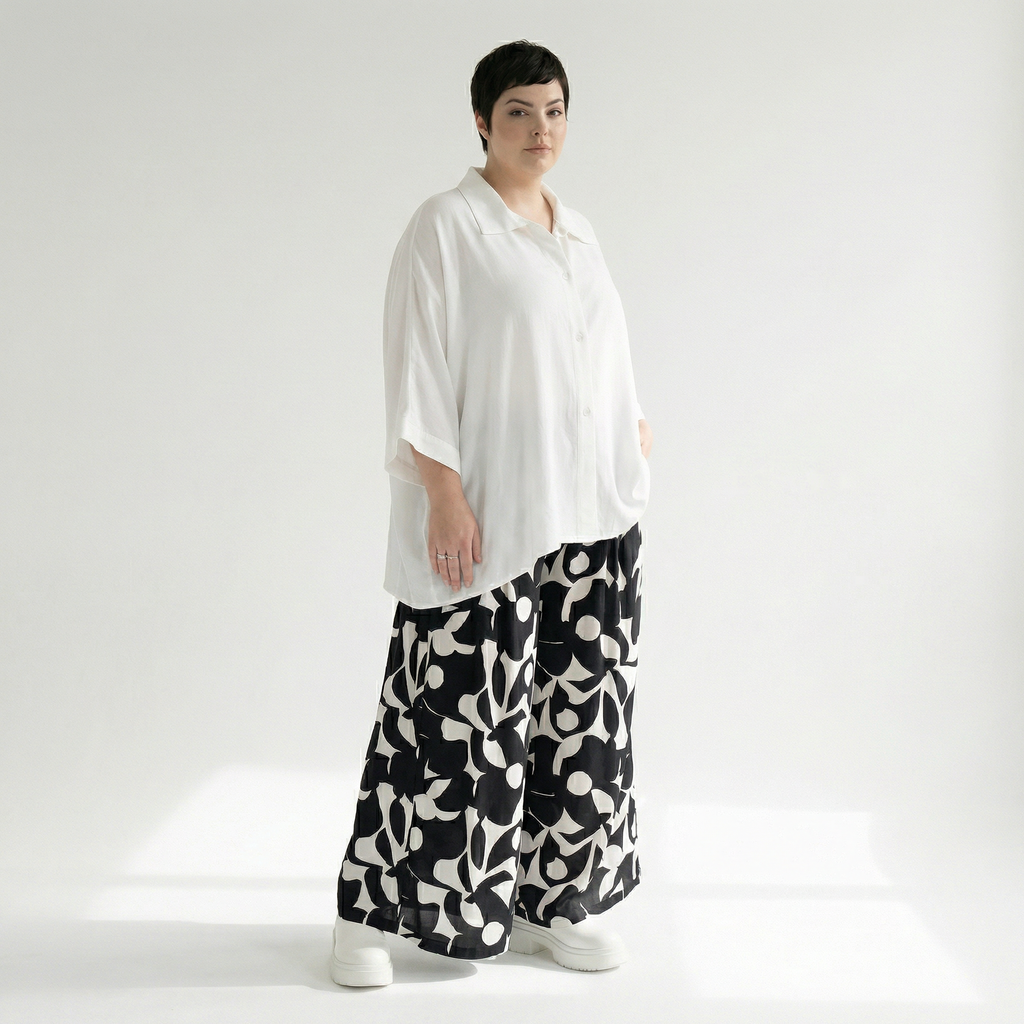  Palazzo Hose von AKH Fashion aus Viskose, 1471.07063, Schwarz/Weiß, Muster, Ausgefallen