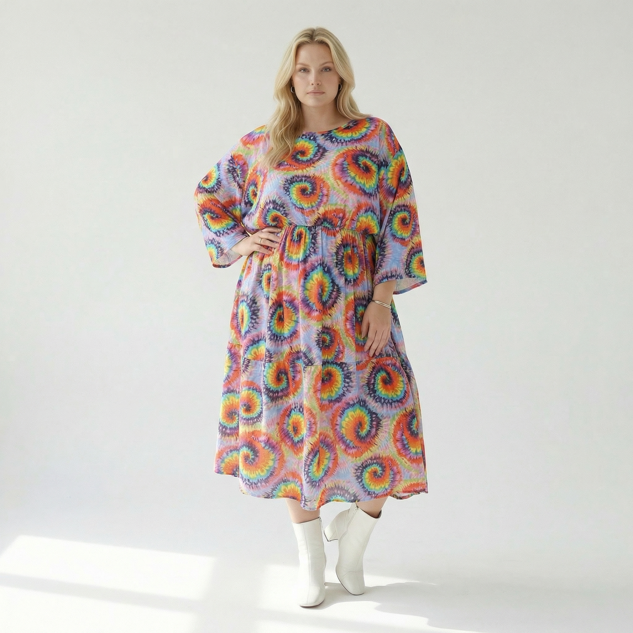  A-Form Kleid von AKH Fashion aus Baumwolle, 1503.07112, Multicolor, Farbmix, Ausgefallen