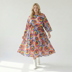  A-Form Kleid von AKH Fashion aus Baumwolle, 1503.07112, Multicolor, Farbmix, Ausgefallen
