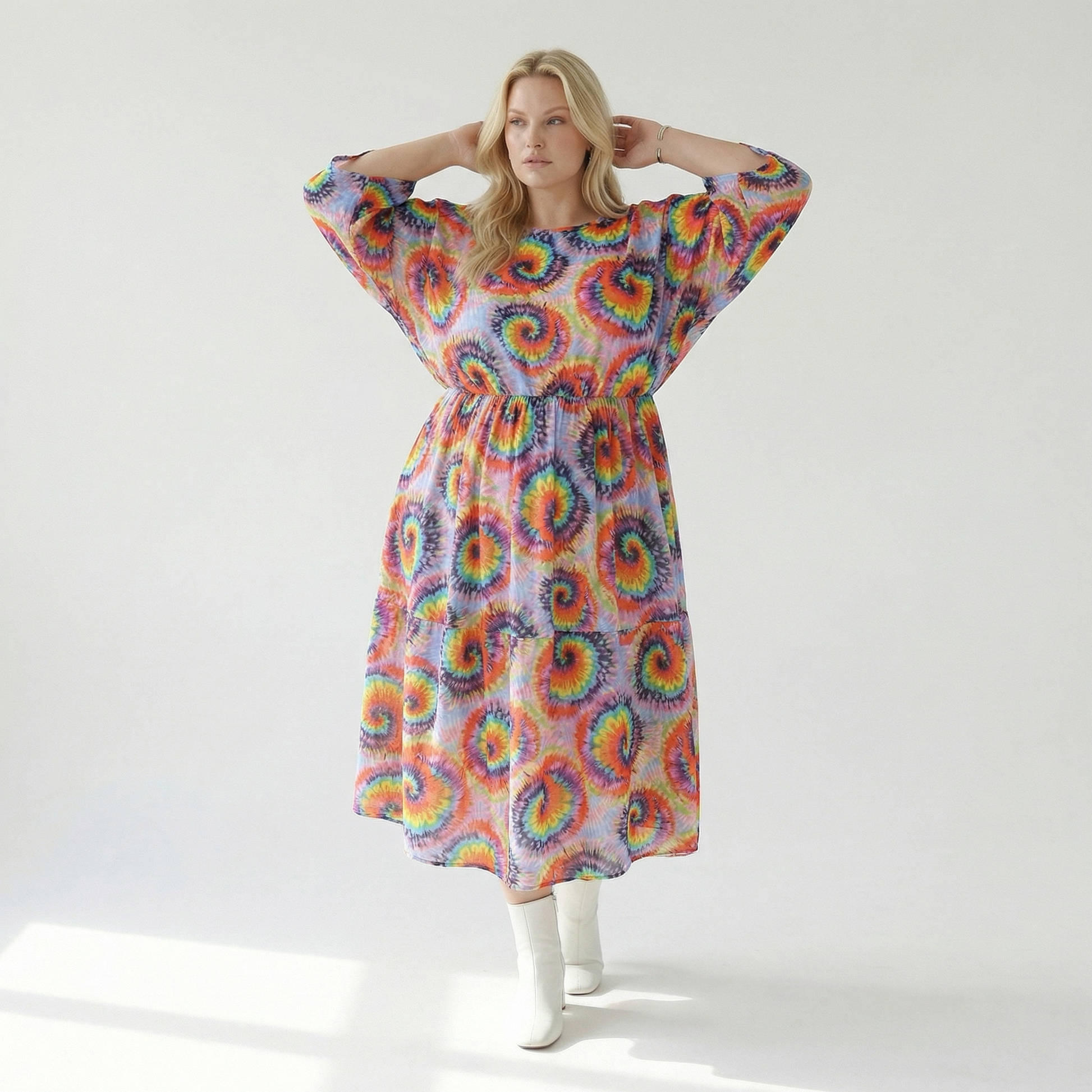  A-Form Kleid von AKH Fashion aus Baumwolle, 1503.07112, Multicolor, Farbmix, Ausgefallen