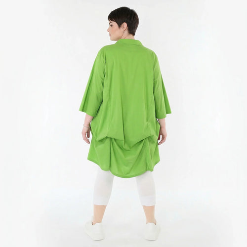 Zeitlos stilvolle Glockenform Bluse im Lagenlook aus fein leichter Baumwollmischung, Apfelgrün