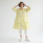 Legere Glocken Bluse mit fein leichtem Popeline für stilvollen Lagenlook und verstellbare Raffung, Gelb