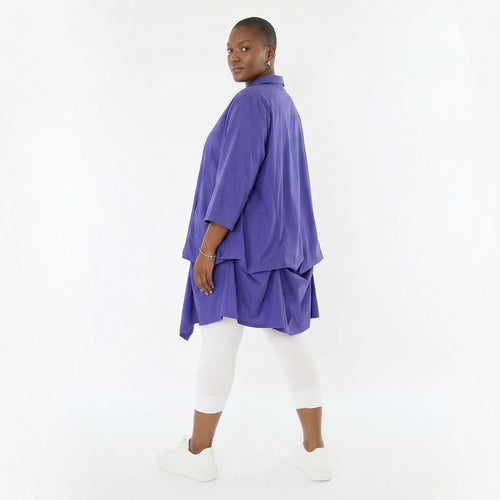 Legere Glockenform Bluse aus feiner Popeline mit raffiniertem Lagenlook und anpassbarer Raffung, Lila