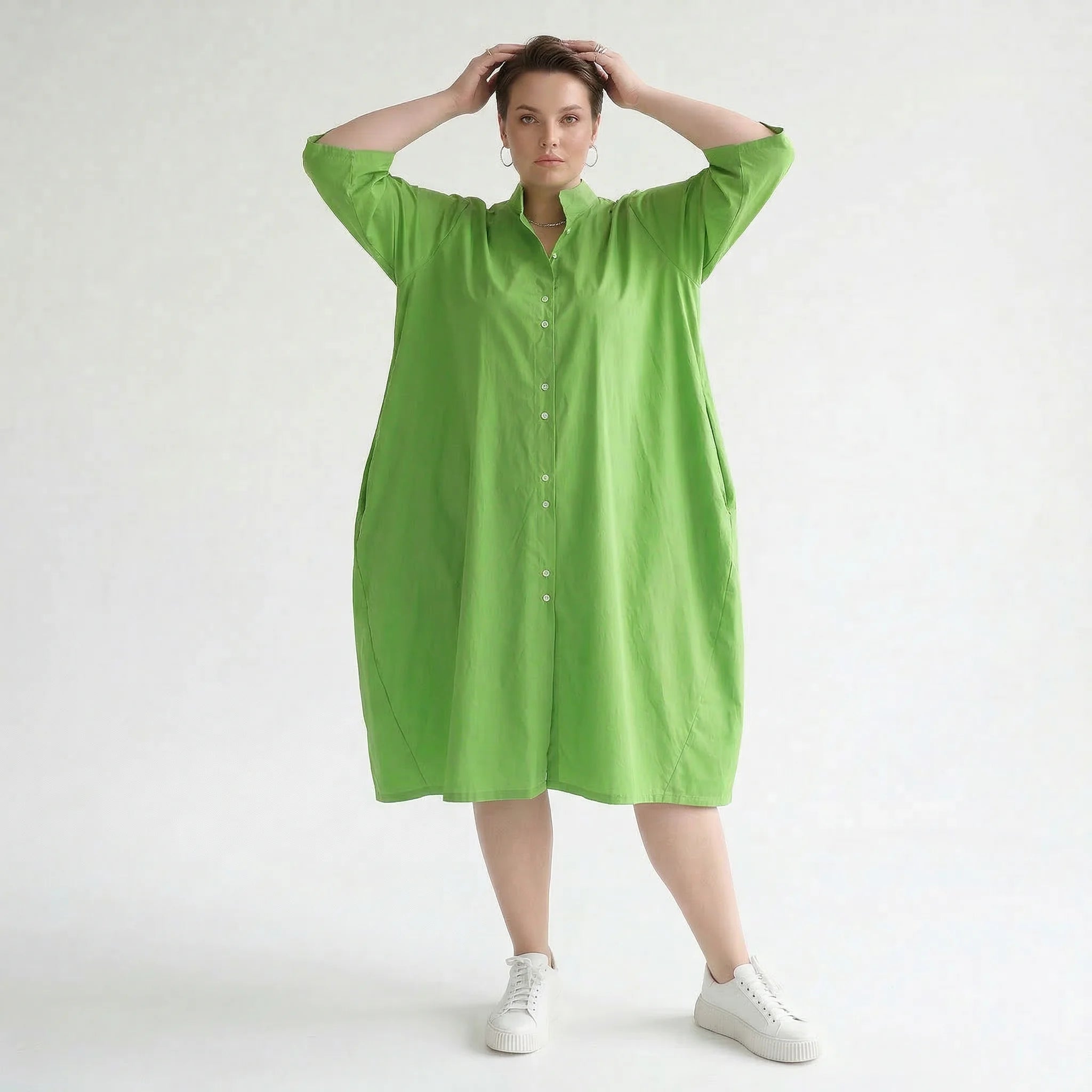 Legere Oversize Bluse in stilvollem Lagenlook mit feiner, leichter Popeline für besondere Momente, Apfelgrün
