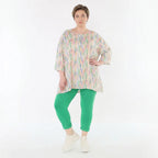 Zeitlos modernes Oversize Shirt in A-Form aus feinem, weich fließendem Jersey im Lagenlook, Ecru/Fuchsia/Multi