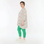 Zeitlos modernes Oversize Shirt in A-Form aus feinem, weich fließendem Jersey im Lagenlook, Ecru/Fuchsia/Multi