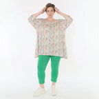 Zeitlos modernes Oversize Shirt in A-Form aus feinem, weich fließendem Jersey im Lagenlook, Ecru/Fuchsia/Multi