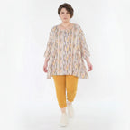 A-Form Oversize Shirt aus weich fallendem Jersey für zeitlosen Lagenlook und legeren Komfort, Ecru/Rosa/Multi
